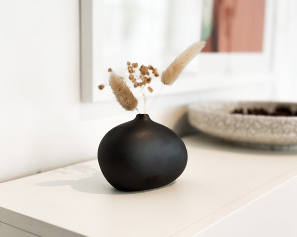 Ceramic Black Vase Irregular Shape from What a Host Home