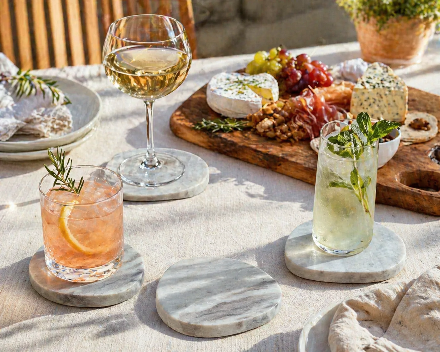 Modern Rustic Handcrafted Natural Polished Marble Coasters Irregular Shape from What a Host Home
