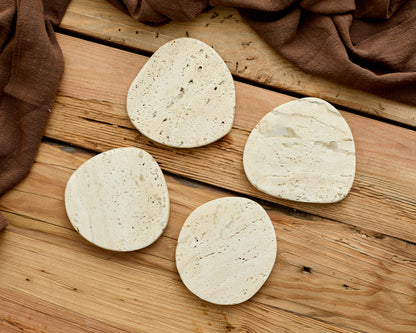 Handcrafted Modern Rustic Travertine Coasters Irregular Shape from What a Host Home