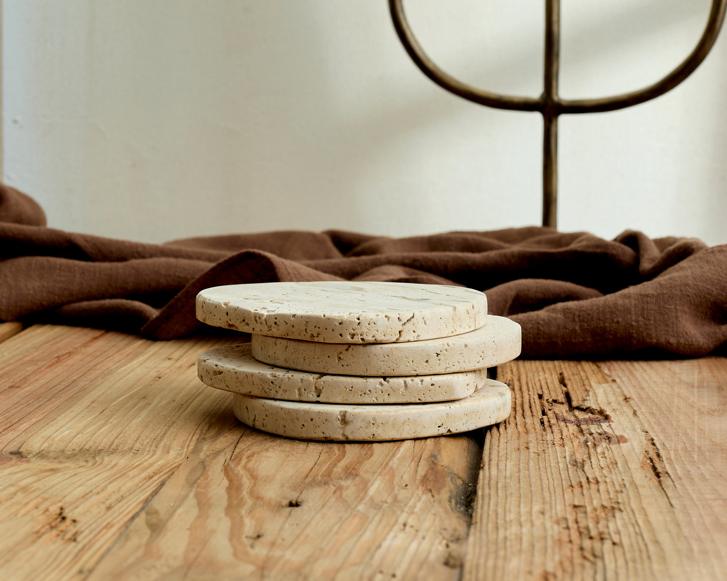 Handcrafted Modern Rustic Travertine Coasters Irregular Shape from What a Host Home