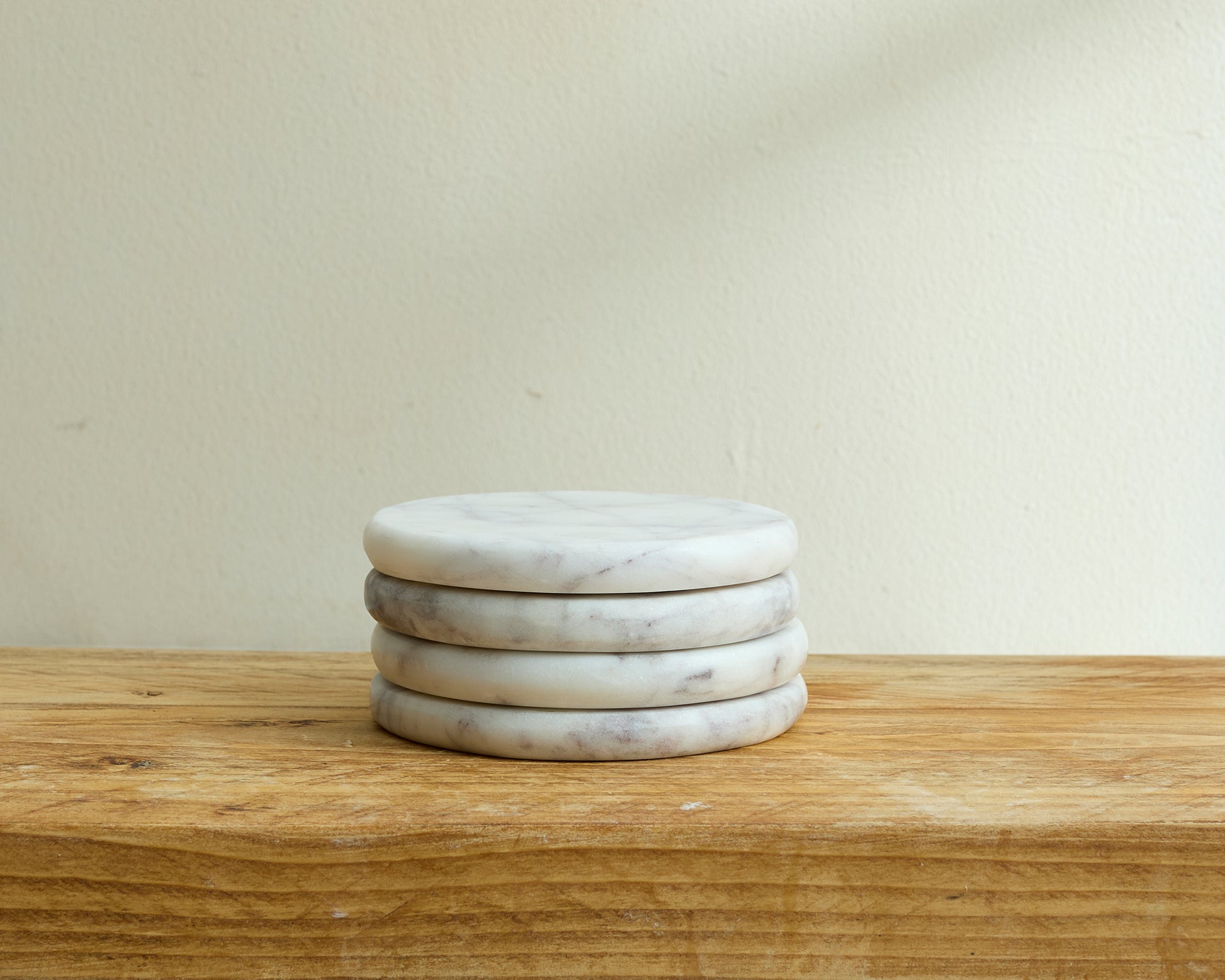 Round Coaster Natural Marble Set of 4 from What a Host Home