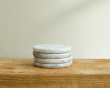 Round Coaster Natural Marble Set of 4 from What a Host Home