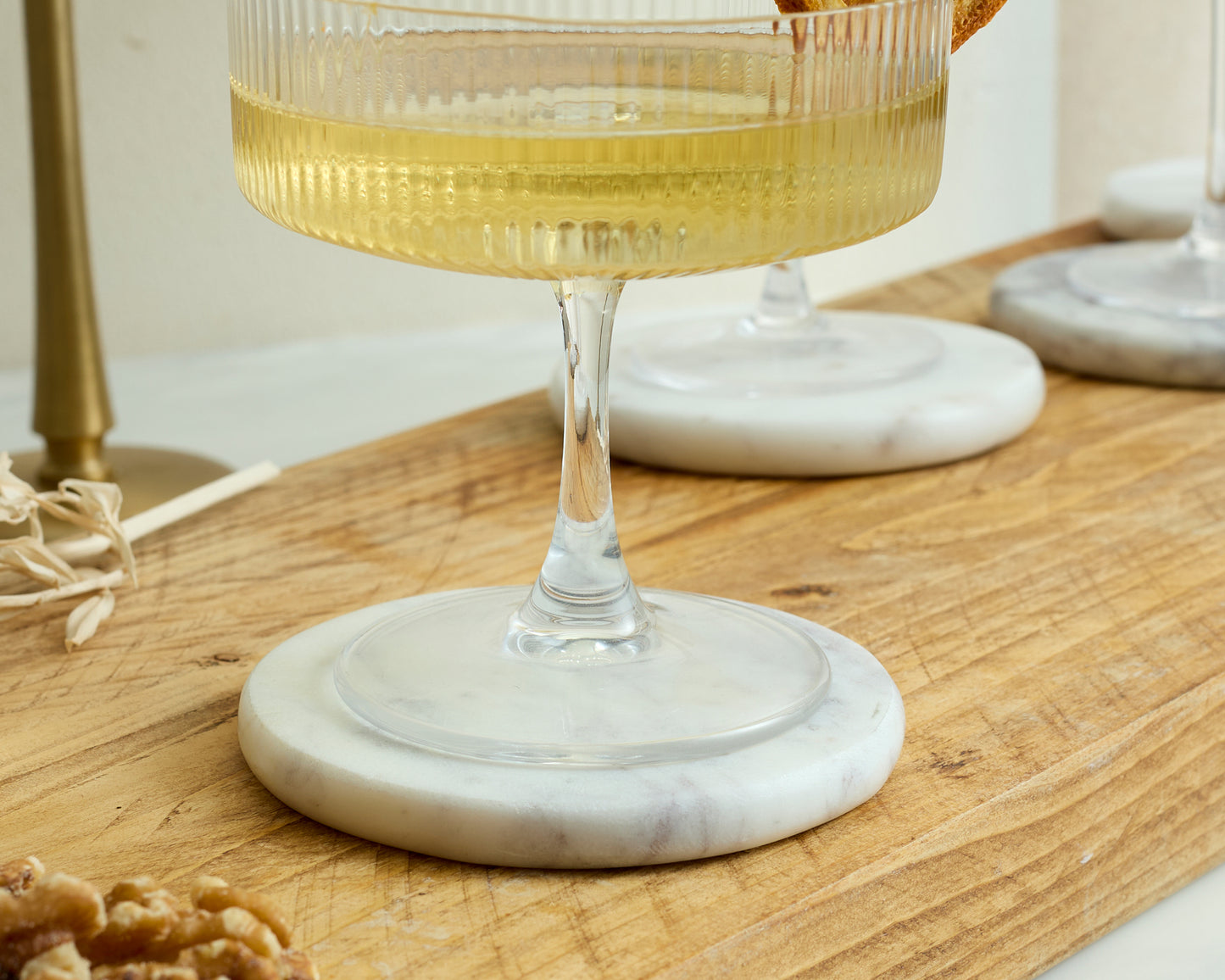 Round Coaster Natural Marble Set of 4 from What a Host Home