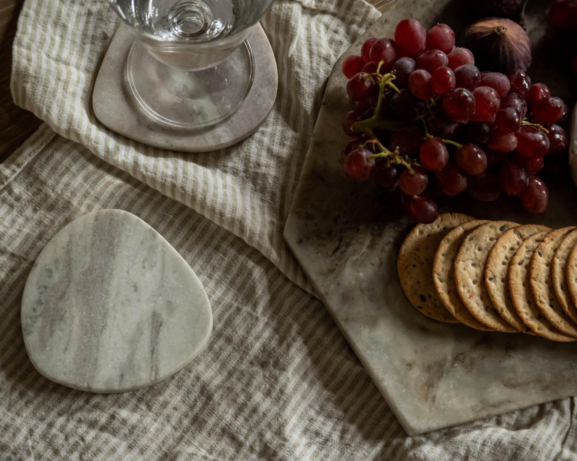 Modern Handcrafted Natural Polished Marble Coasters Irregular Shape from What a Host Home