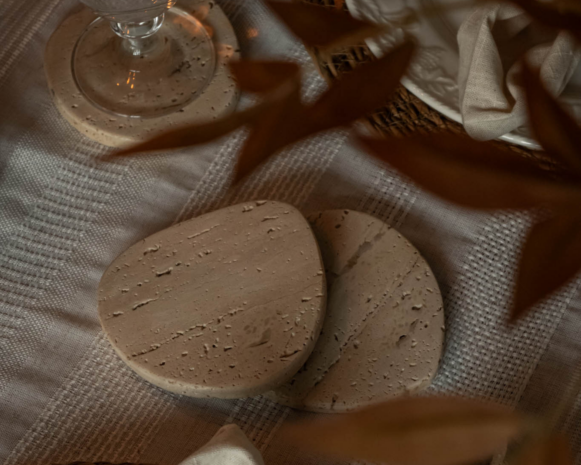 Handcrafted Modern Rustic Travertine Coasters Irregular Shape from What a Host Home