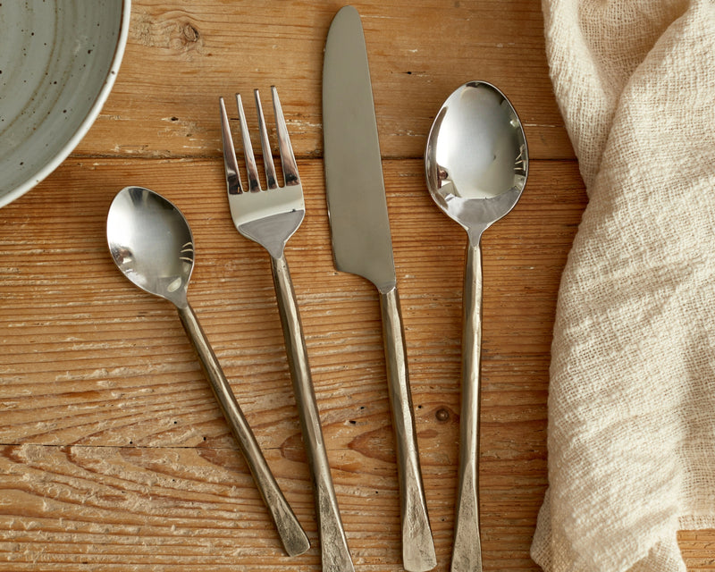 Silver Stainless Steel Rustic Cutlery Set What a Host Home