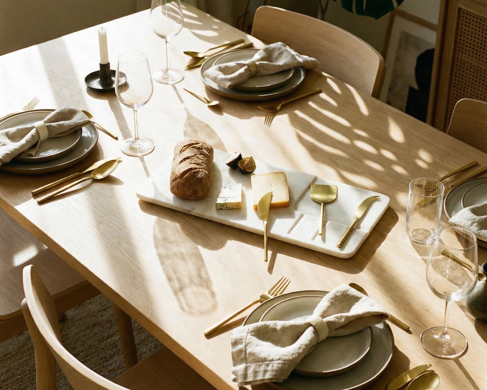 What a Host Home: White Marble Big Cheese Serving Board with Gold Cutlery