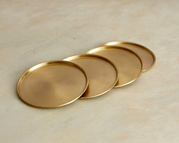 Gold Brass Glass Coasters Set What a Host Home
