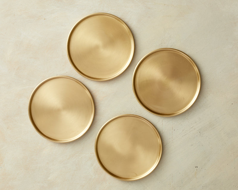 Brass Coaster, Set of 4  Coasters, Brass, House warming gifts