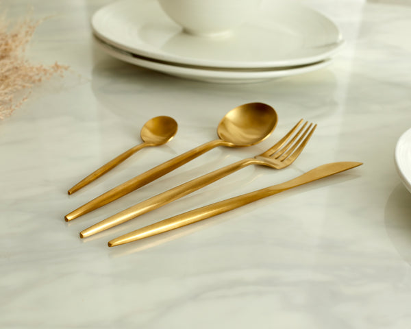 Gold Cutlery Stainless Steel Set. Restaurant Quality Flatware from What a Host Home Decor