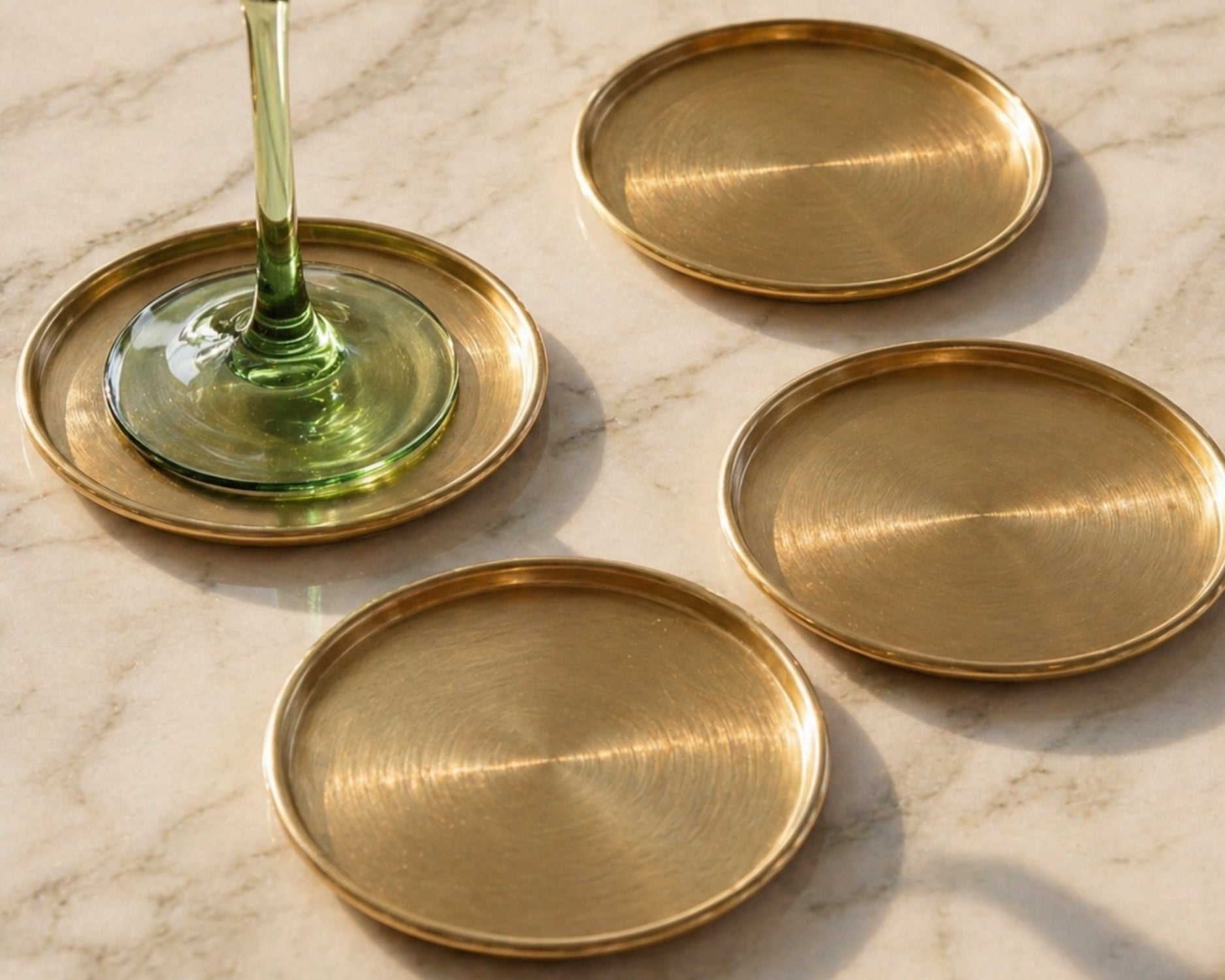 Gold Brass Glass Coasters Set from What a Host Home