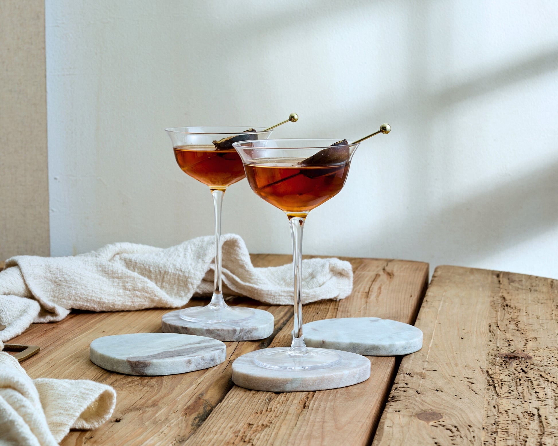 Modern Handcrafted Natural Polished Marble Coasters Irregular Shape from What a Host Home