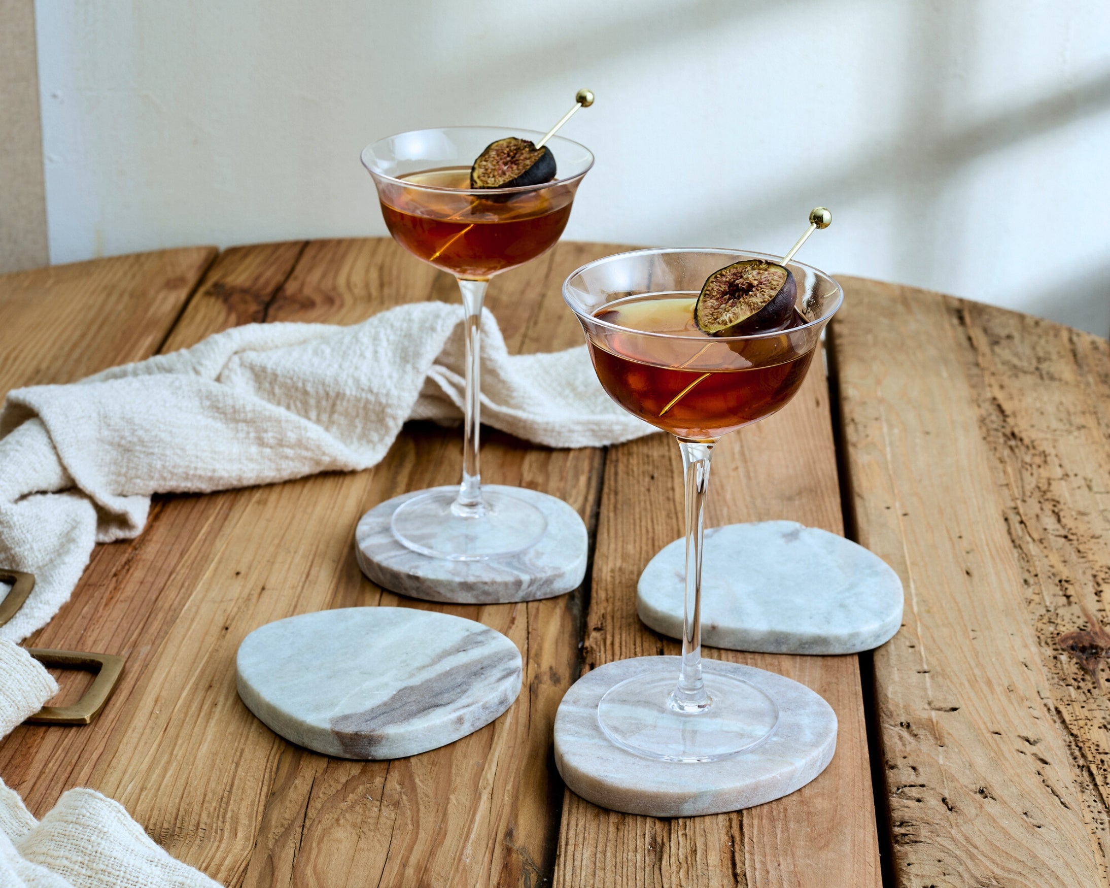 Modern Handcrafted Natural Polished Marble Coasters Irregular Shape from What a Host Home