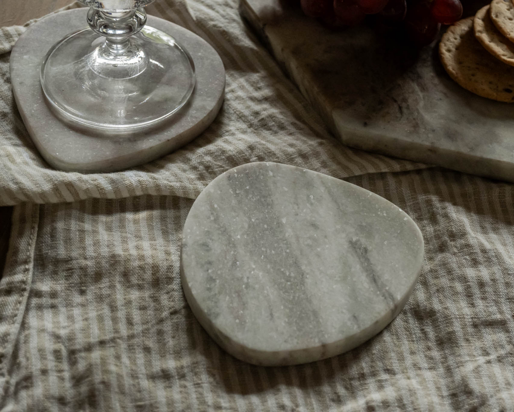 Modern Handcrafted Natural Polished Marble Coasters Irregular Shape from What a Host Home