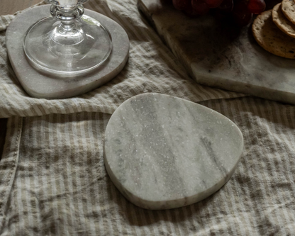 Modern Handcrafted Natural Polished Marble Coasters Irregular Shape from What a Host Home