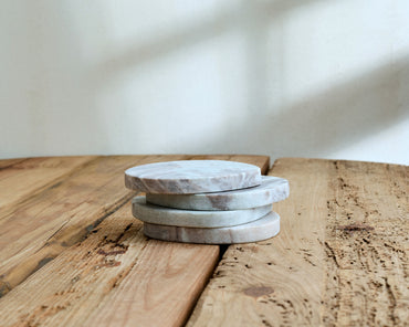 Modern Handcrafted Natural Polished Marble Coasters Irregular Shape from What a Host Home