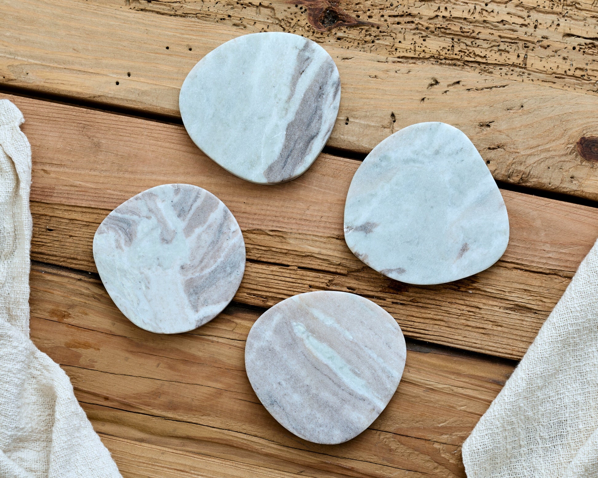 Modern Handcrafted Natural Polished Marble Coasters Irregular Shape from What a Host Home
