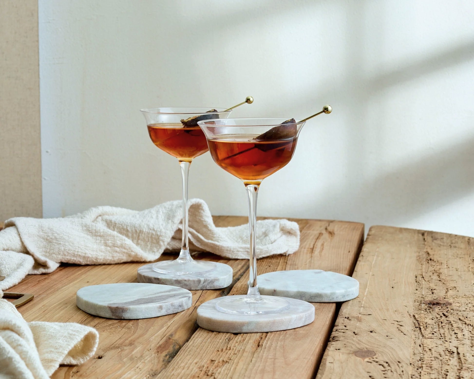 Modern Rustic Handcrafted Natural Polished Marble Coasters Irregular Shape from What a Host Home