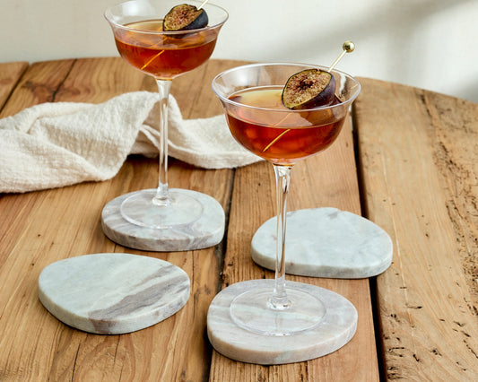 Modern Rustic Handcrafted Natural Polished Marble Coasters Irregular Shape from What a Host Home
