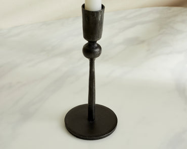 Rustic Modern Black Candle Holder with Dinner Candle from What a Host Home