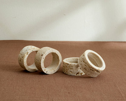 Handcrafted Modern Rustic Travertine Napkins Rings Set of 4 from What a Host Home