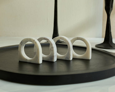 Polished Marble Napkin Rings in White Irregular Shape from What a Host Home
