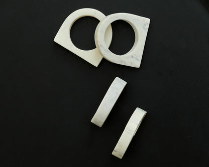Polished Marble Napkin Rings in White Irregular Shape from What a Host Home