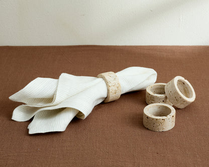 Handcrafted Modern Rustic Travertine Napkins Rings Set of 4 from What a Host Home