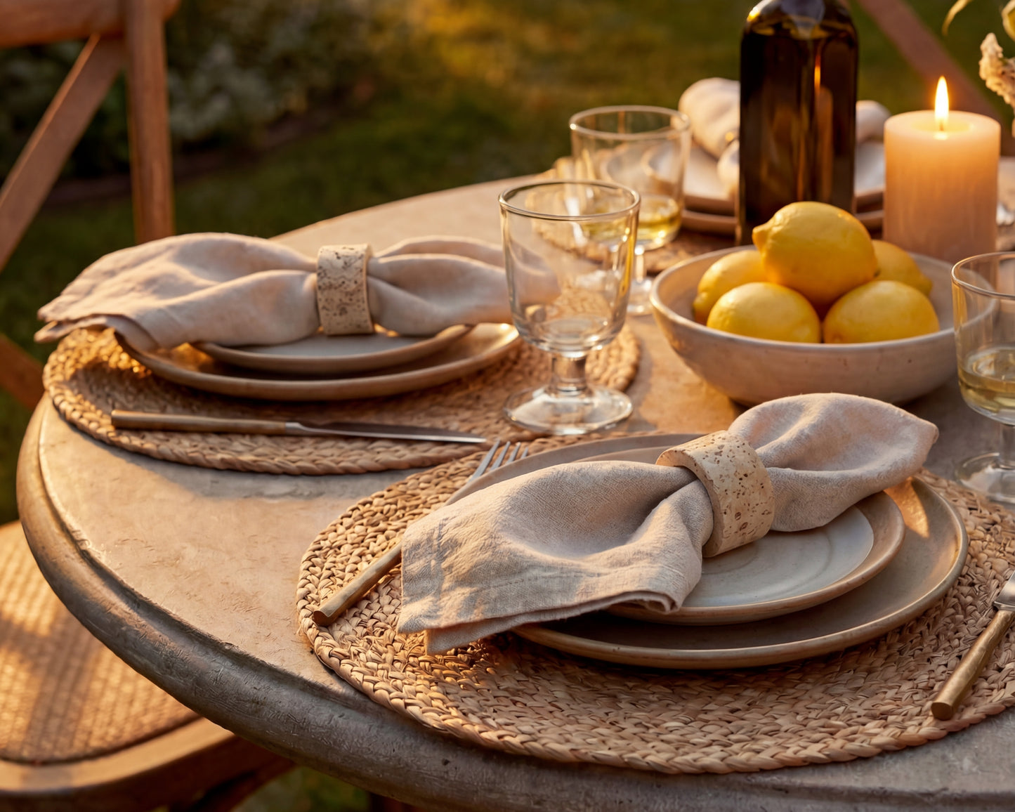 Handcrafted Modern Rustic Travertine Napkins Rings Set from What a Host Home