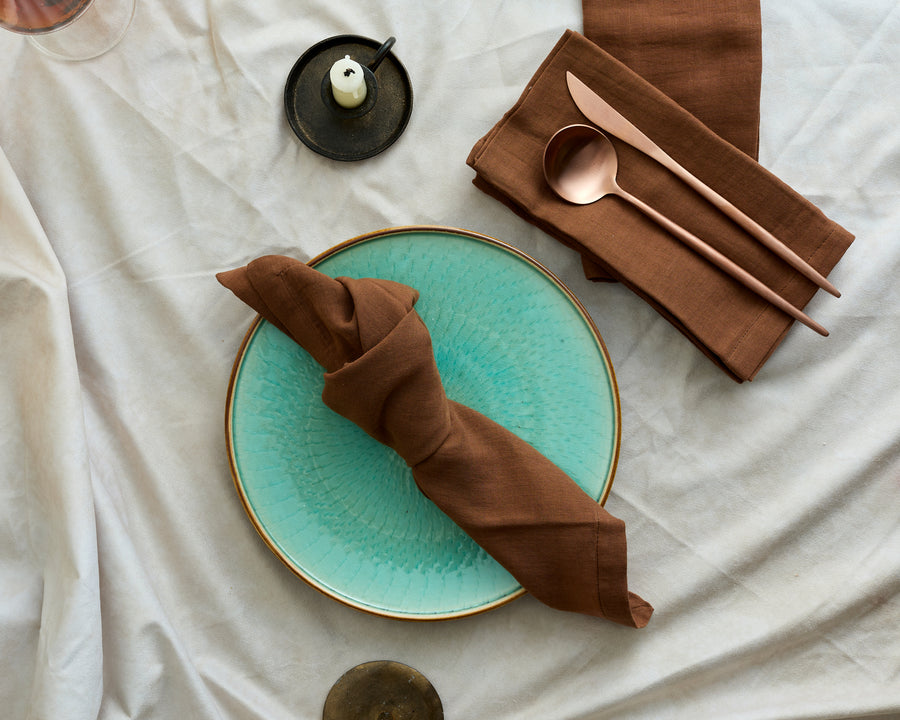 Natural Textiles Cotton Muslin Brown Napkins Set of 4 from What a Host Home