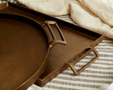 Round Rustic Serving Tray with Handles Bronze Colour What a Host Home