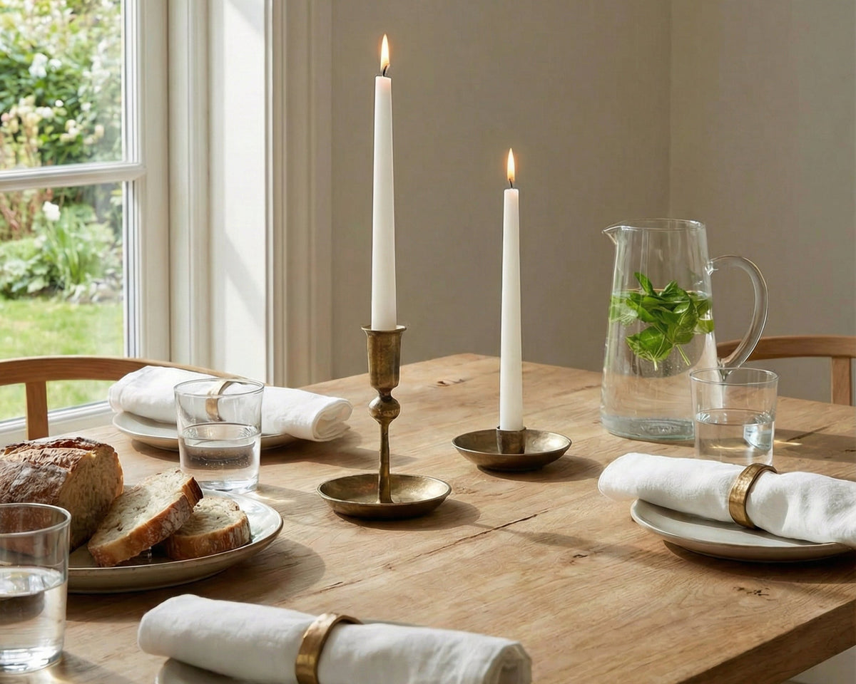 What a Host Home: Handcrafted candle holders in gold