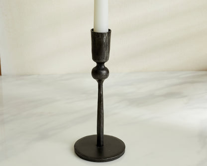 Rustic Modern Black Candle Holder with Dinner Candle from What a Host Home