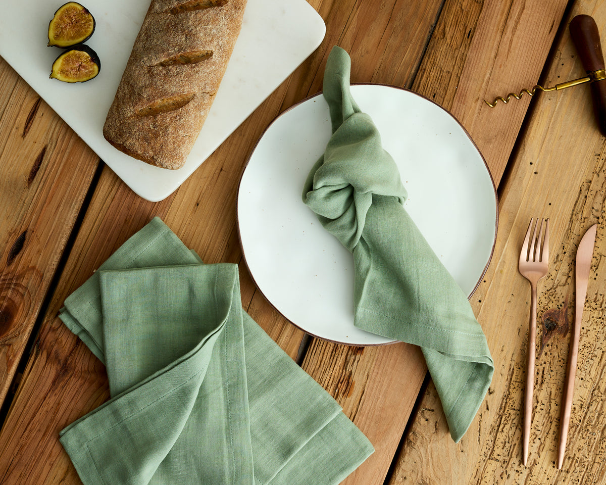 Ona Sage Green Cotton Napkins – Set 4 Muslin Table Napkins