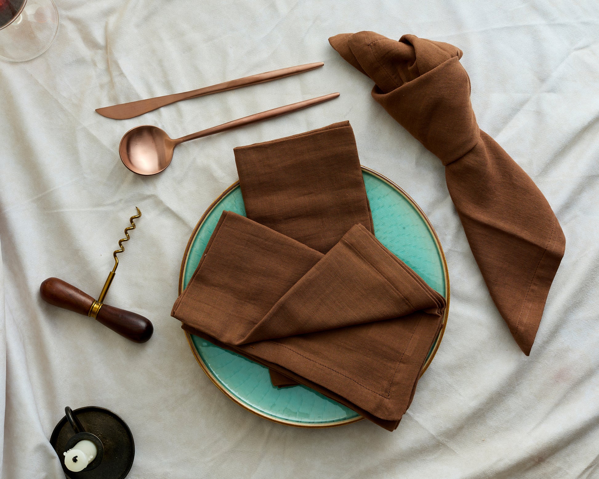 Natural Textiles Cotton Muslin Brown Napkins Set of 4 from What a Host Home