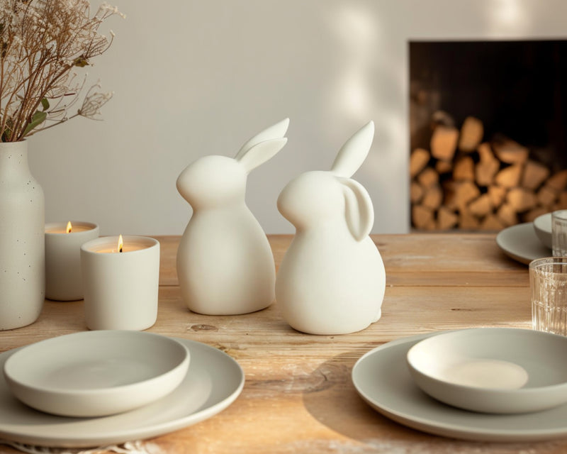 Easter White Bunnies Set Ceramic What a Host Home