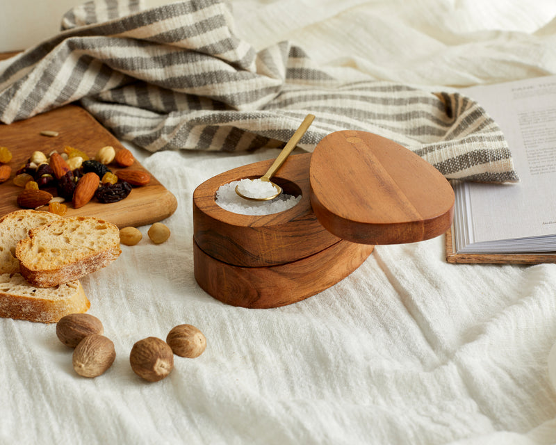 Wood Pinch Pot with Double Compartment Modern Style Kitchen Accessories from What a Host Home