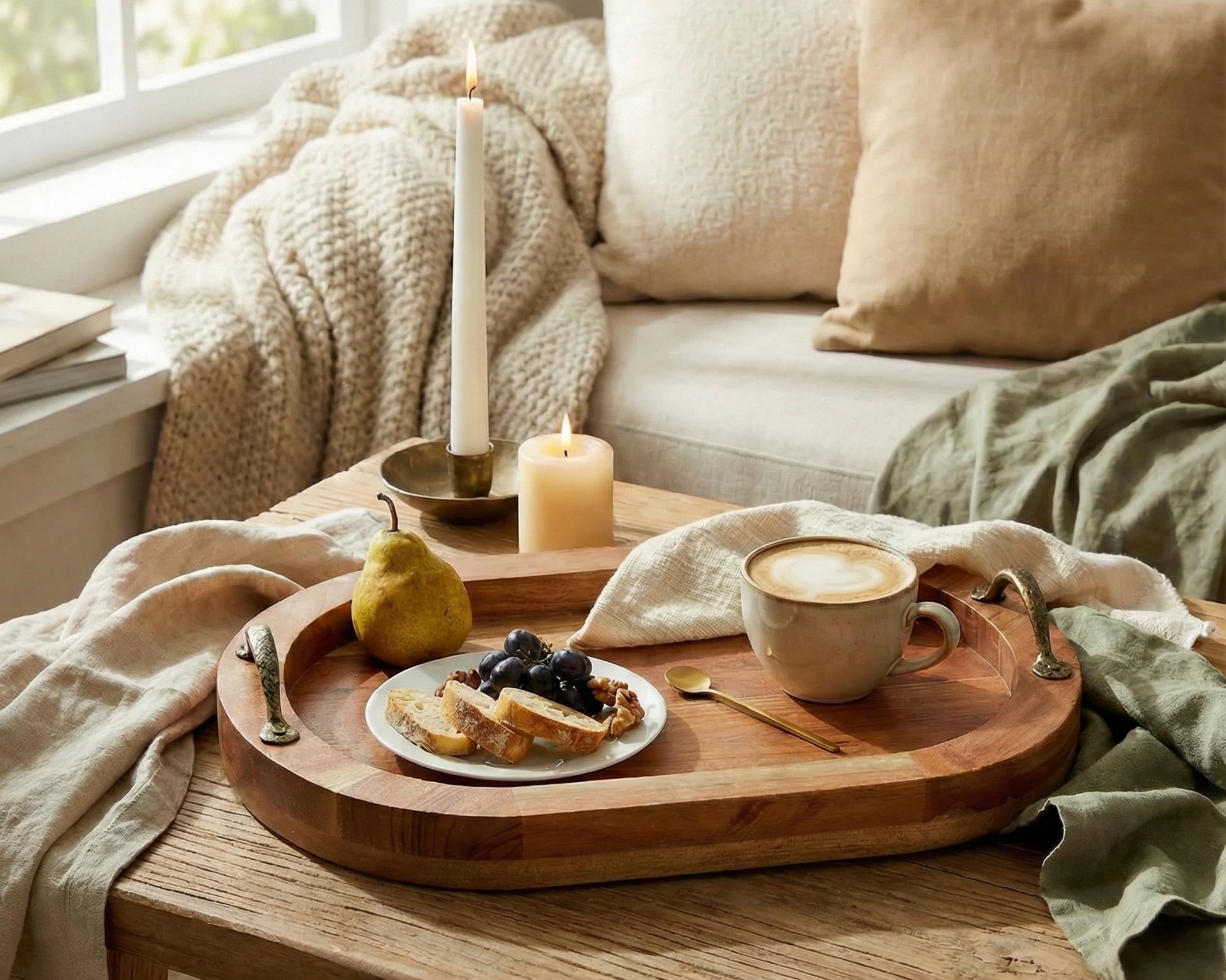 Rustic Oval Tray With Handles in Wood from What a Host Home