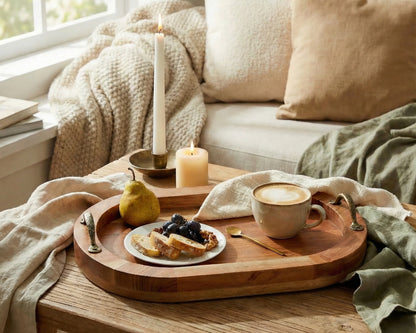 Rustic Oval Tray With Handles in Wood from What a Host Home