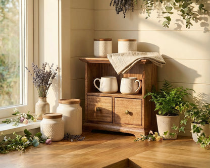 Small Cabinet Storage in Rustic Wooden with Drawers from What a Host Home