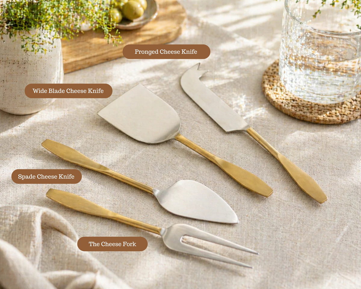What a Host Home: Cheese Knife Set – 4 Piece Stainless Steel Cheese Board Cutlery