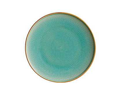 Porcelain Round Dinner Plate in Blue and Green with Brown Spirals. High Quality Restaurant dishwasher and microwave safe Tableware from What a Host Home Decor