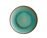 Porcelain Round Starter Plate in Blue and Green with Brown Spirals. High Quality Restaurant dishwasher and microwave safe Tableware from What a Host Home Decor