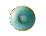 Porcelain Round Bowl in Blue and Green with Brown Spirals. High Quality Restaurant dishwasher and microwave safe Tableware from What a Host Home Decor