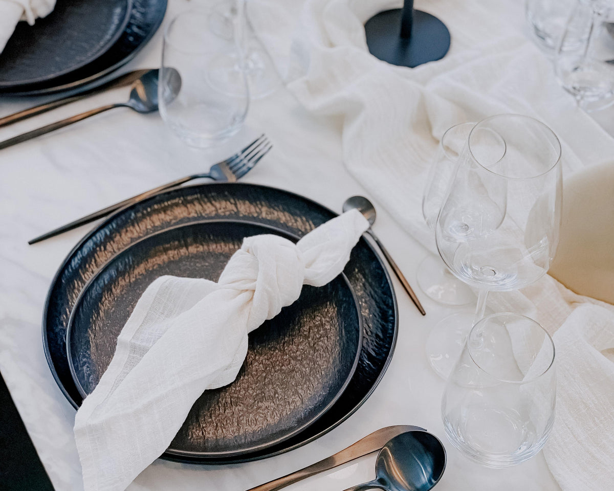 Black Round Porcelain Plate Restaurant Quality from What a Host Home Decor