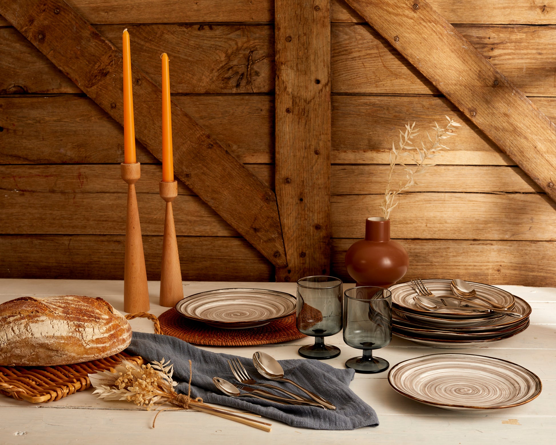 Restaurant Quality Tableware. Modern Boho Round Porcelain Plate with Spirals From What a Host Home Decor