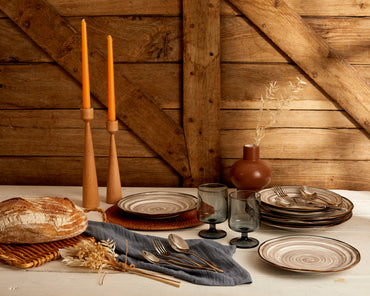 Restaurant Quality Tableware. Modern Boho Round Porcelain Plate with Spirals From What a Host Home Decor