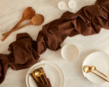 Brown Cotton Gauze Rustic Table Runner dinner table from What a Host Home Decor