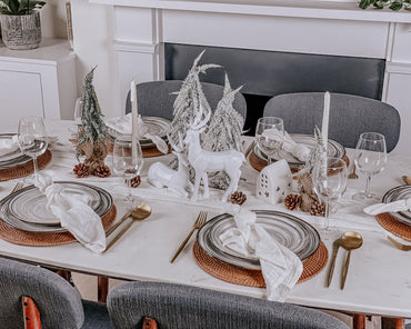 Christmas White Scandi House Candle Holder from What a Host Home Decor. Seasonal Table Decor.