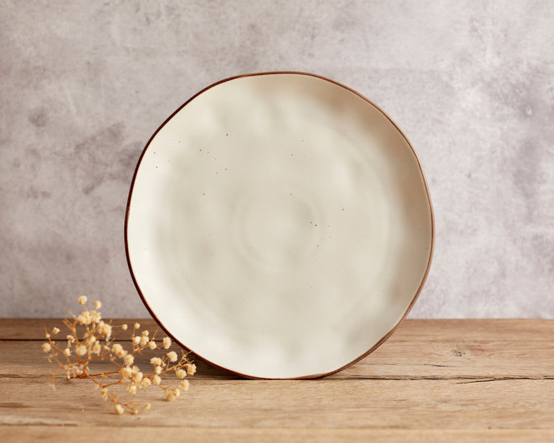 Round Porcelain white irregular shape dinner plate dishwasher and microwave safe from What a Host Home Decor
